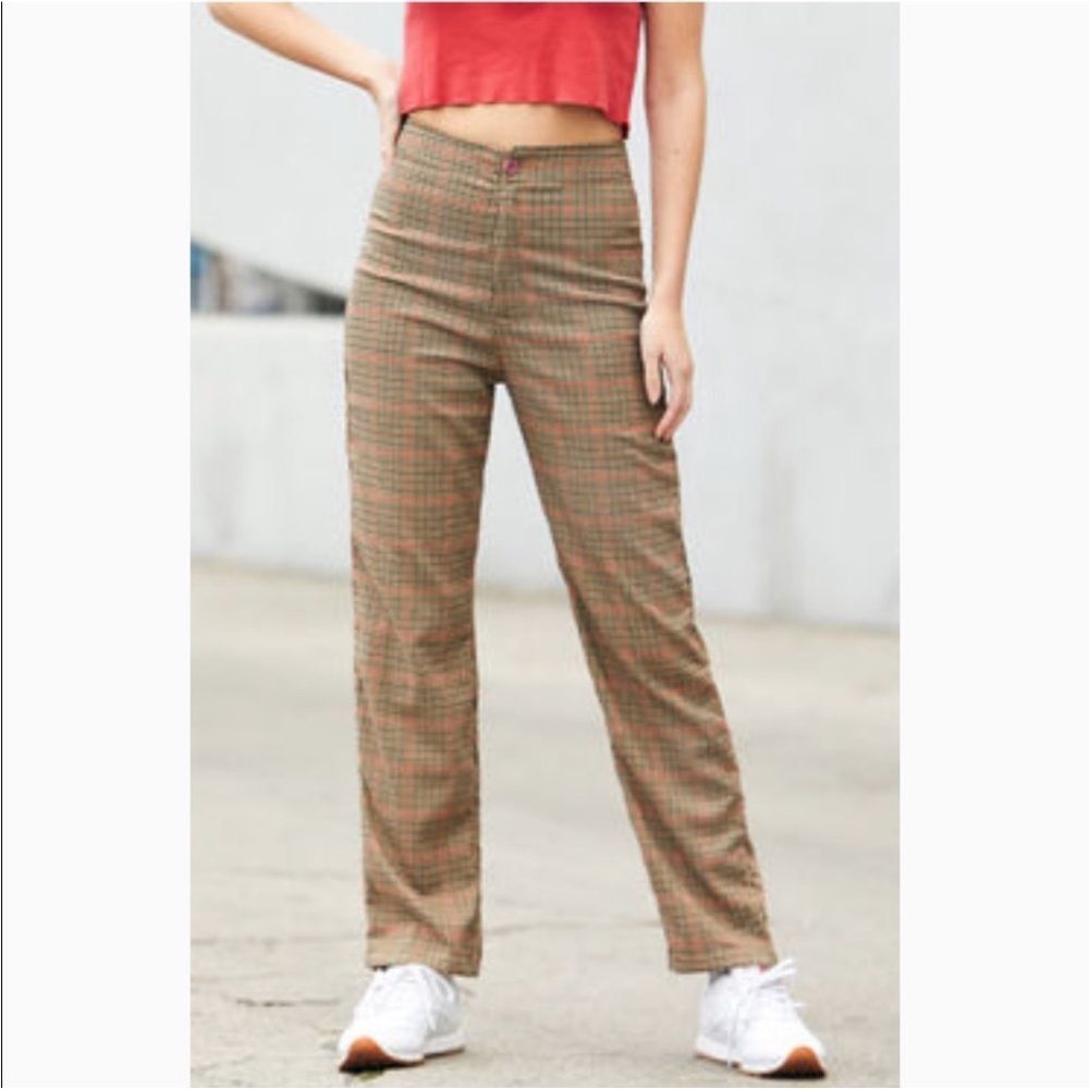 Brandy Melville Womens Brown Tildan Plaid Trouser Pants John Galt Small